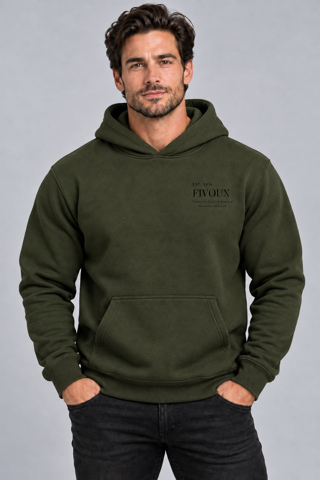 Fivoux Men's Premium Heavyweight Hoodie — Classic product model photo