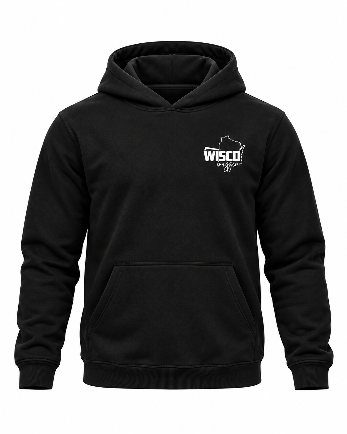 WISCO kids hoodie black, small left chest logo