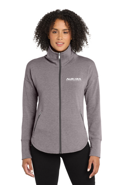 Women's Cowl Neck Full Zip Jacket, Aurora Police badge logo